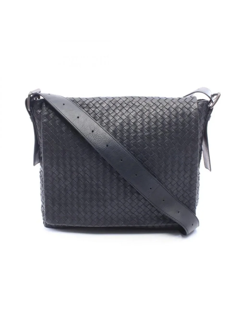 Bottega Veneta Shoulder Bag Intrecciato Dark Navy Leather